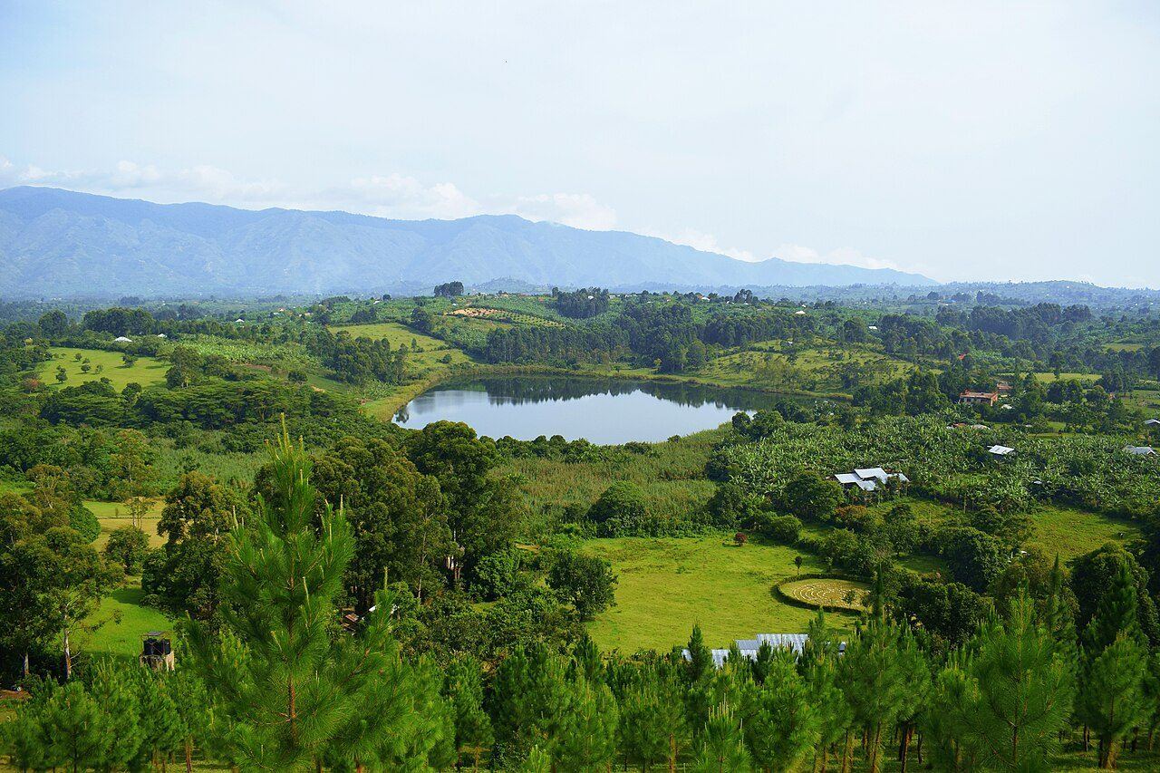 Crater lake country on the road to Kibale